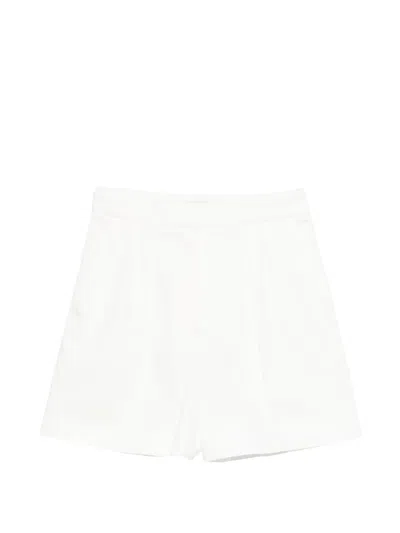 Max Mara Structured Stretch Cotton Satin Mini Shorts In White
