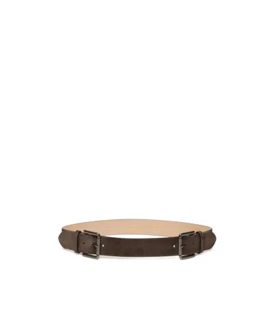 Max Mara Studded Leather Belt In Dark Brown