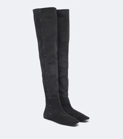 Max Mara Studded Suede Over-the-knee Boots In Black