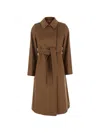 Max Mara Belted Wool Coat In Brown