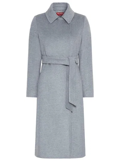 Max Mara Studio 2-in-1 Shirt Collar Wool Coat With Lined Monogram Jacquard In Gray