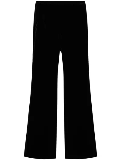 Max Mara Olona Wide Leg Corduroy Effect Jersey Pants In Navy