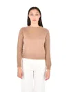 Max Mara Crew Neck Jumper In Mohair Blend Yarn In Brown