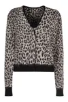 Max Mara Women's Jacquard Knit Cardigan With Leopard Motif In Multicolor