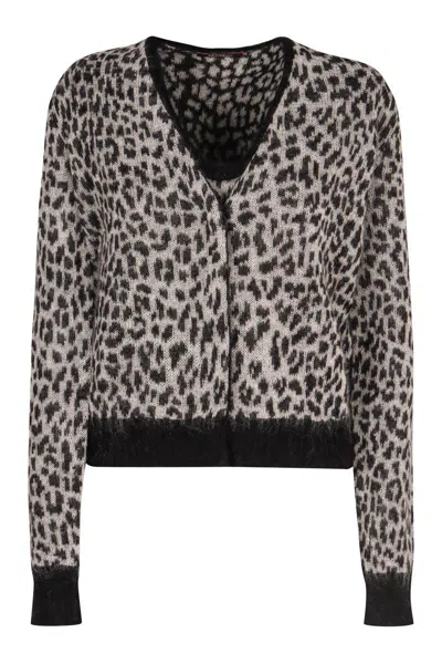 Max Mara Studio Acume Jacquard Knit Cardigan In Multicolor