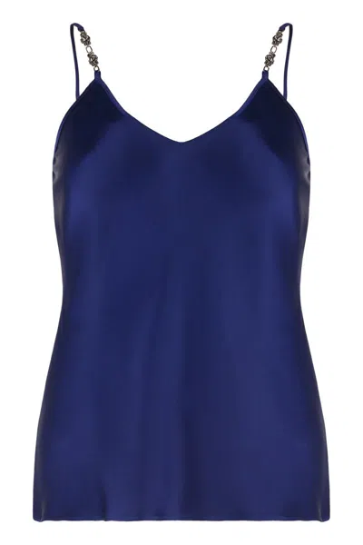Max Mara Studio Afelio Satin Tank Top In Blue