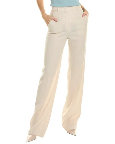 Max Mara Studio Agami Long Wool Trouser In White