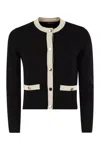 Max Mara Studio Buttoned Crewneck Jacket In Black/white