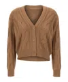 Max Mara Aladino Cable-knit Buttoned Cardigan In Brown