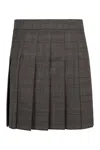 Max Mara Studio Alcuno Pleated Mini Skirt In Grey