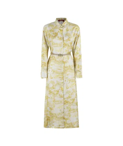Max Mara Svelto All-over Patterned Belted Dress In Multi