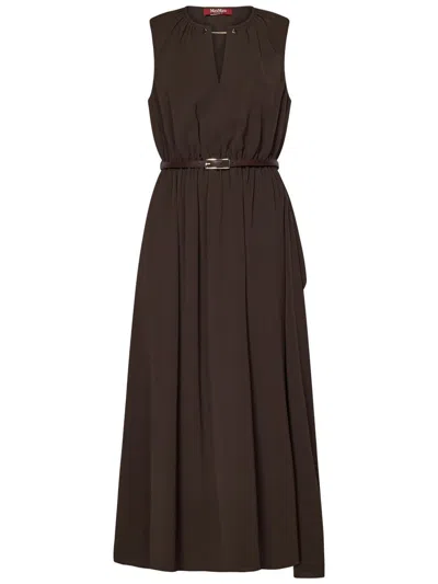 Max Mara Studio Amour Midi Dress In Brown
