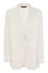 Max Mara Oversized Linen Canvas Jacket In White