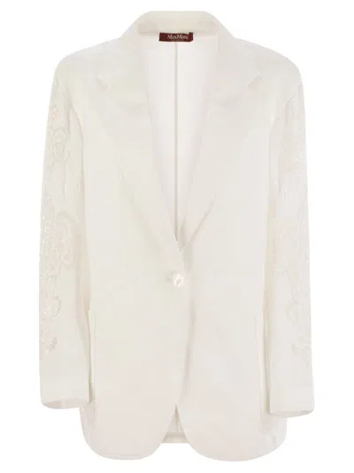 Max Mara Oversized Linen Canvas Jacket In White
