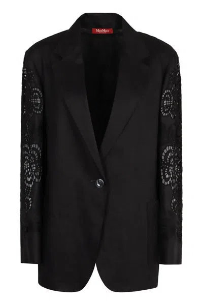 Max Mara Studio Angizia Linen Jacket In Black