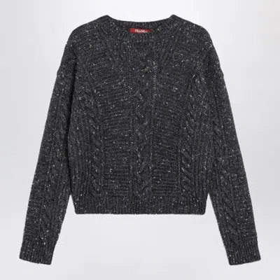 Max Mara Studio Anthracite Boxy Sweater In Blend In Multi