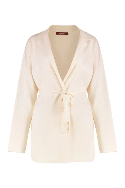 Max Mara Studio Aquile Belted Cardigan In White