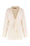Max Mara Studio Aquile Belted Cardigan In White