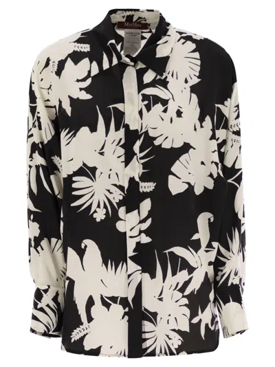 Max Mara Women's Arpe Silk Shirt Black Parrot Print