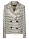 Max Mara Assuan Striped Double-breasted Jacket In White