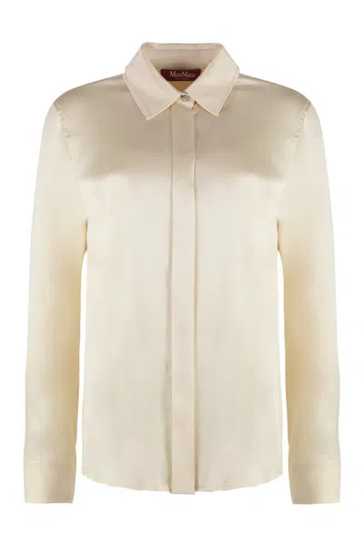 Max Mara Studio Baden Silk Shirt In Green