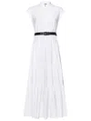 Max Mara Bairo Tiered Cap-sleeve Cotton Midi Dress In White