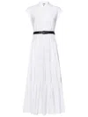 Max Mara Bairo Tiered Cap-sleeve Cotton Midi Dress In White