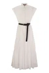 Max Mara Studio Bairo Long Belted Dress Clothing In White
