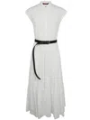 Max Mara Studio Bairo Long Belted Dress Clothing In White