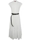Max Mara Studio Bairo Long Belted Dress Clothing In White