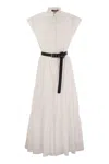 Max Mara Studio Bairo Long Belted Dress Clothing In White