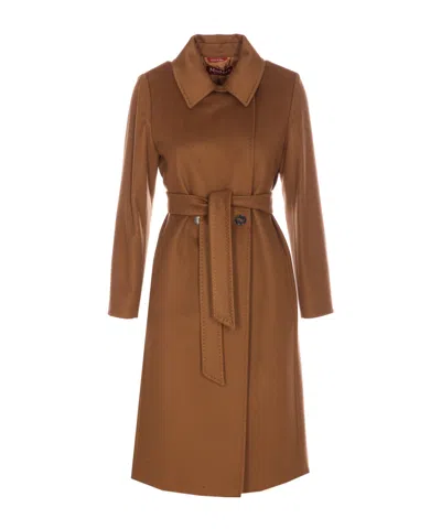 Max Mara Studio Bcollag Belted Coat In Blue