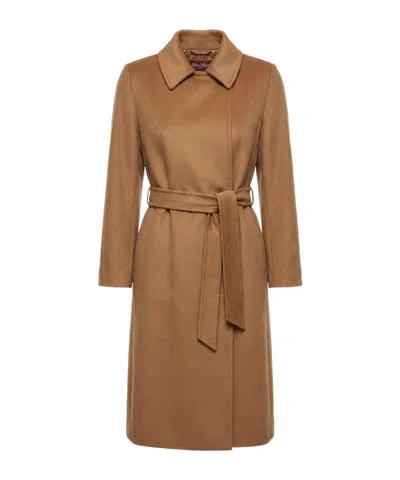 Max Mara Studio Bcollag Belted Long Coat In Brown