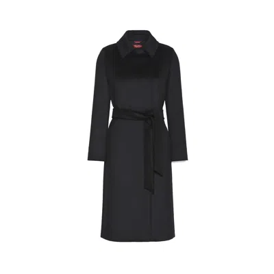 Max Mara Studio Bcollag Wool Coat In Black