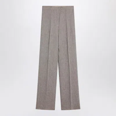 Max Mara Studio Beige Straight Linen Pants
