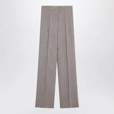 Max Mara Studio Beige Straight Linen Pants