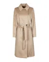 Max Mara Studio Belted Double-breasted Long Coat In Neutral