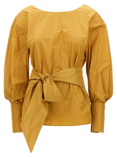 Max Mara Studio Belted Long In Yellow