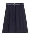 Max Mara Studio Belted Pleated Midi Skirt In Blue