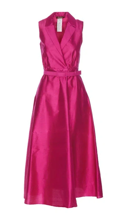 Max Mara Studio Belted Sleeveless Dress In Pink