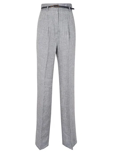 Max Mara Belted Straight Leg Pants In Blue