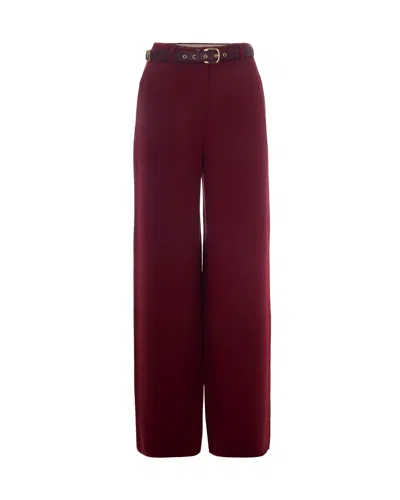 Max Mara Studio Belted Wide-leg Trousers In Burgundy