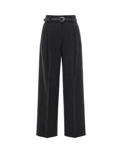 Max Mara Studio Belted Wide-leg Wool Trousers In Black