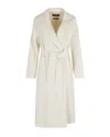 Max Mara Studio Belted Wool Blend Wrap Coat In White