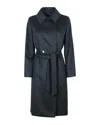 Max Mara Studio Belted Wool Coat In Black