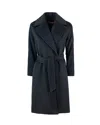 Max Mara Studio Belted Wool Wrap Coat In Nero