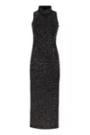 Max Mara Sleeveless Long Sequin Dress In Silver