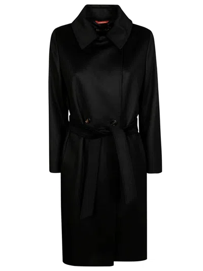 Max Mara Straight-cut Black Coat With Double-button Closure