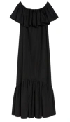 Max Mara Studio Black Off-shoulder Flared Hem Dress In Black