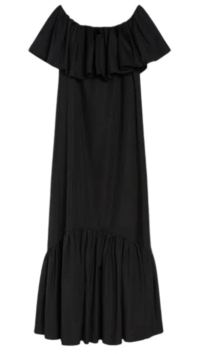 Max Mara Studio Black Off-shoulder Flared Hem Dress